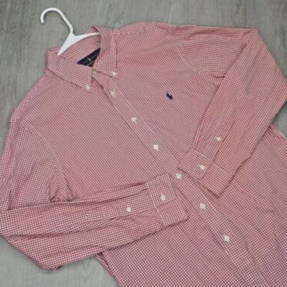 Ralph Lauren Blue Label Men's Dress Shirt Slim Fit Button Down Top Red Size XL - Picture 1 of 7